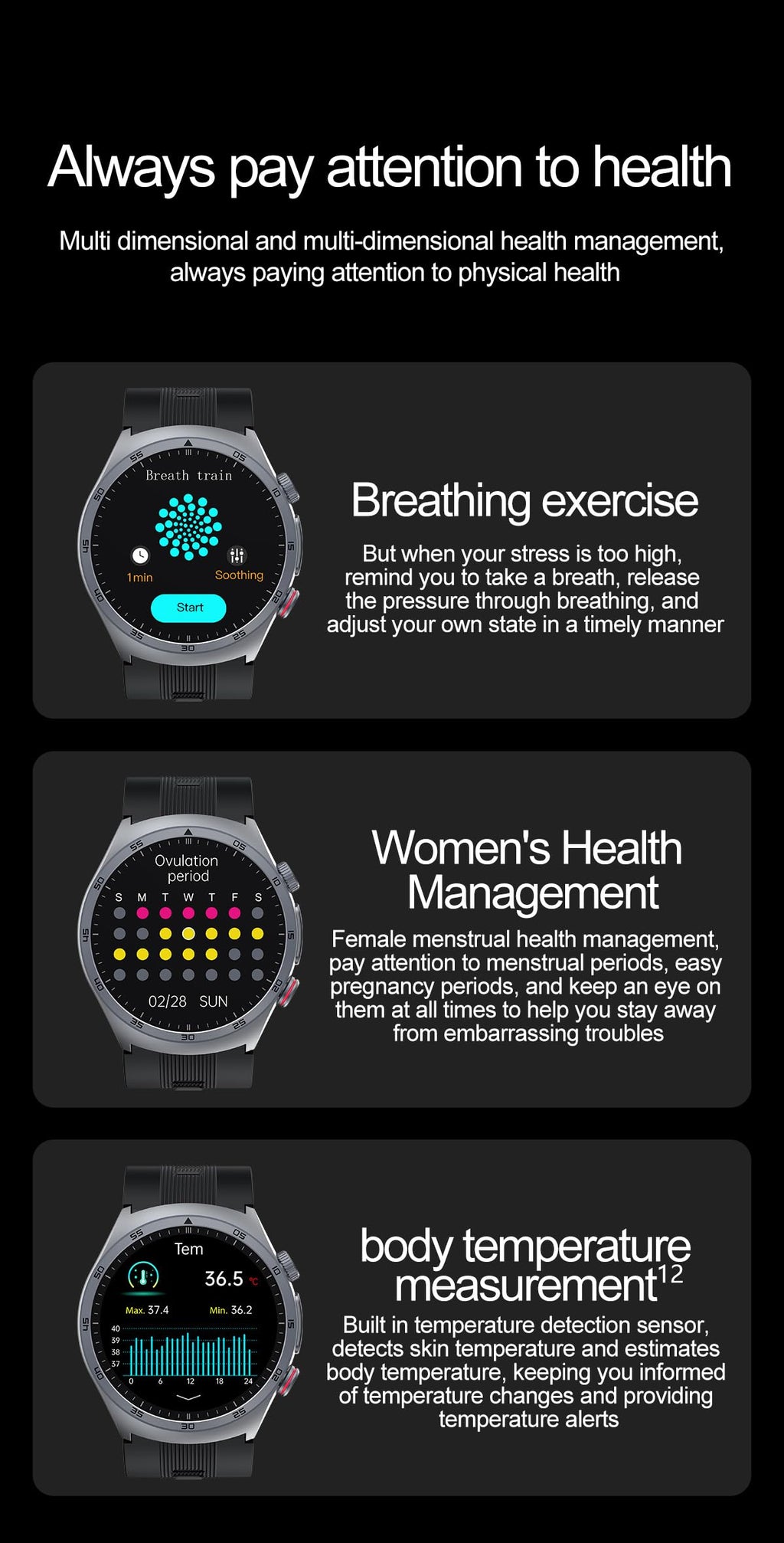 Domars Premium Smartwatch with 1.43" AMOLED Screen, 123 Sports Modes, Advanced Health Trends, 30-Day Battery, Bluetooth Call, NFC, Multi-Language Support
