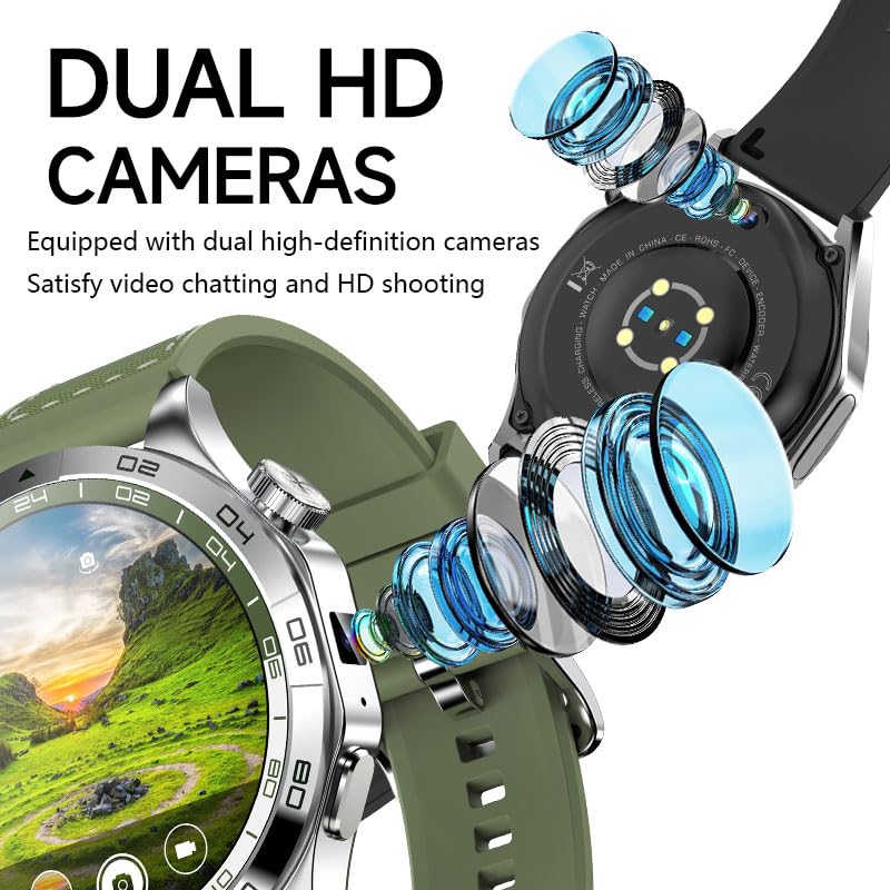 Domars Smart Watch for Men Women - with 8+128GB Extra Storage, 1.43" AMOLED HD Screen, 24/7 Heart Rate/Sleep Fitness, 115+Sports Modes|IP68 Waterproof Compatible with iOS/Android